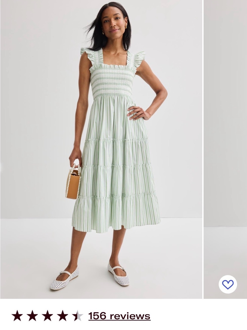 Hill House Mint Green Smocked Ruffle-Strap Tiered Midi Dress